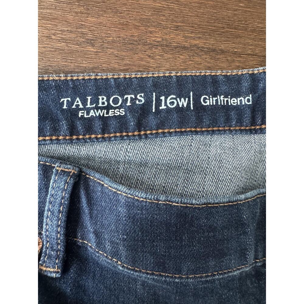 Talbots Flawless Girlfriend Jeans Womens 16W Blue High Rise Cuffed Crop Stretch - Picture 2 of 8